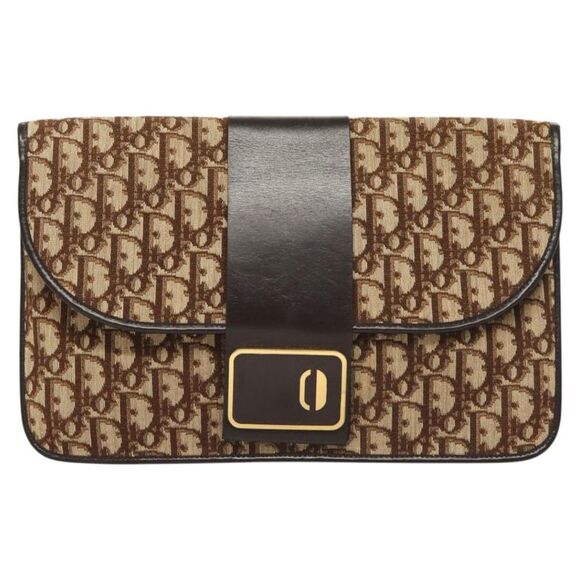 Dior Trotter Brown Canvas Clutch Bag (Pre-Owned) - Picture 1 of 16